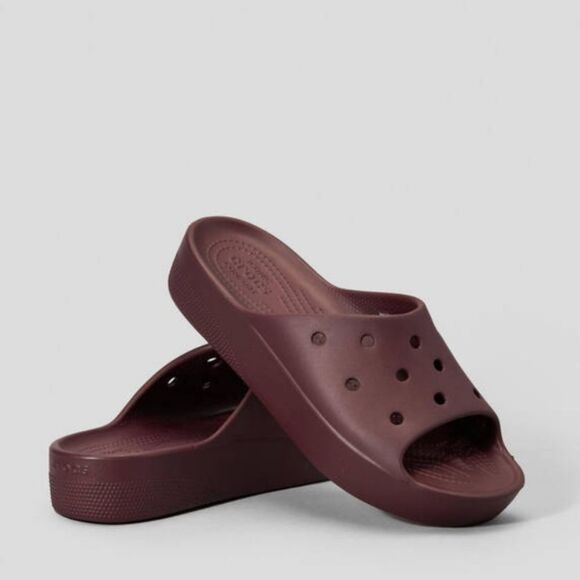 Crocs Classic Platform Slides Sandals Dark Cherry Size 6 - Picture 1 of 13